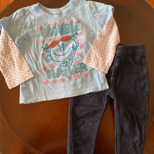 Little Miss Long Sleeve Shirt & matching jeans size 24 months